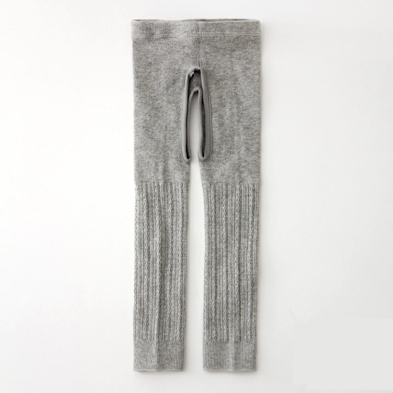 Vita byxor med öppen säte för barn flickor leggings vår höst spädbarn stickbyxor randiga smala småbarn flickor leggings: Ljusgrått / Xs 6 to 12 månader