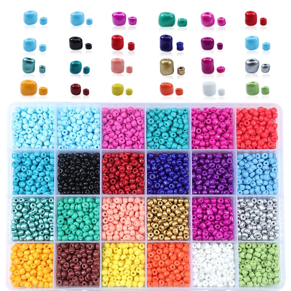 Petites perles Miyuki en verre, graines en verre, matériel de bijouterie pour fabrication de colliers, de bracelets et de bijoux, 24000 pièces/boîte, 24 couleurs