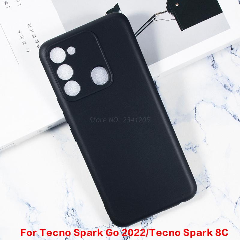 Funda ajustada para Tecno Spark Go 2022, carcasa suave de TPU negra para Tecno Spark 8C, funda para teléfonos móviles Coque on Spark Go 2022