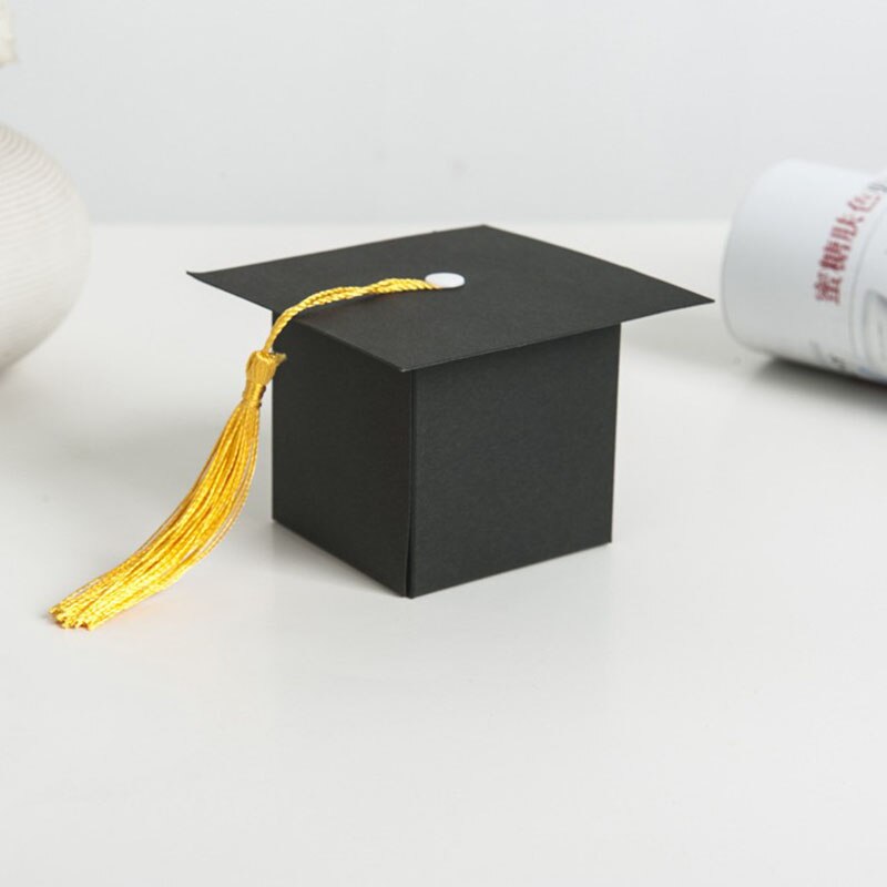 50pcs/lot Graduation Bachelor Cap Chocolate Box Sweets Box Packing Box High School Celebration Party Supplies