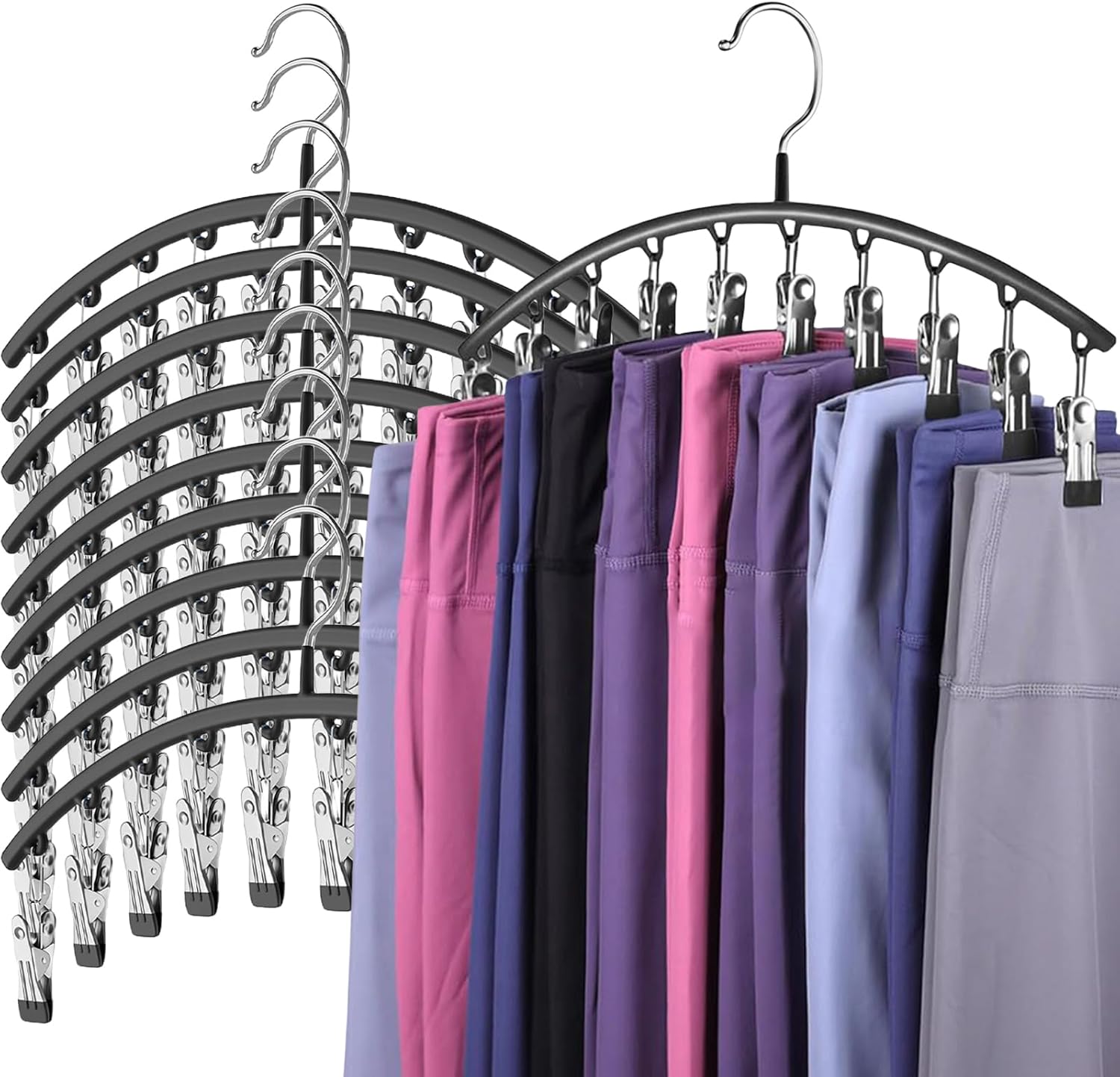 1/2/3PCS Legging Organizer for Closet, Pants Hangers with10 Clips Holds Space Saving Hanging Closet Organizer