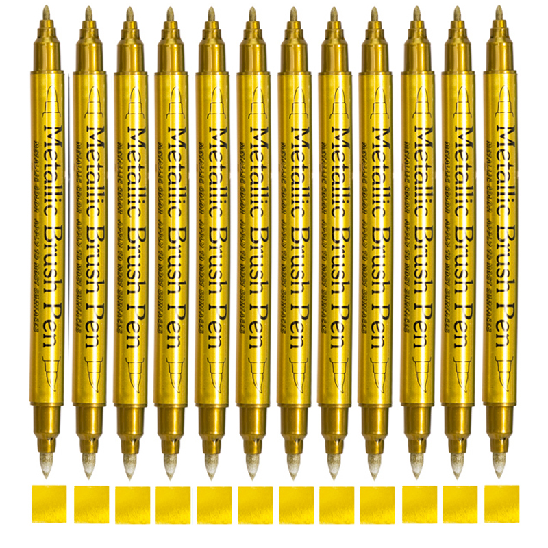 12 Kleuren Metallic Marker Pen Hars Tekenpen Acrylverf Diy Highlights Permanente Marker Diy Card Art Benodigdheden Briefpapier: Black