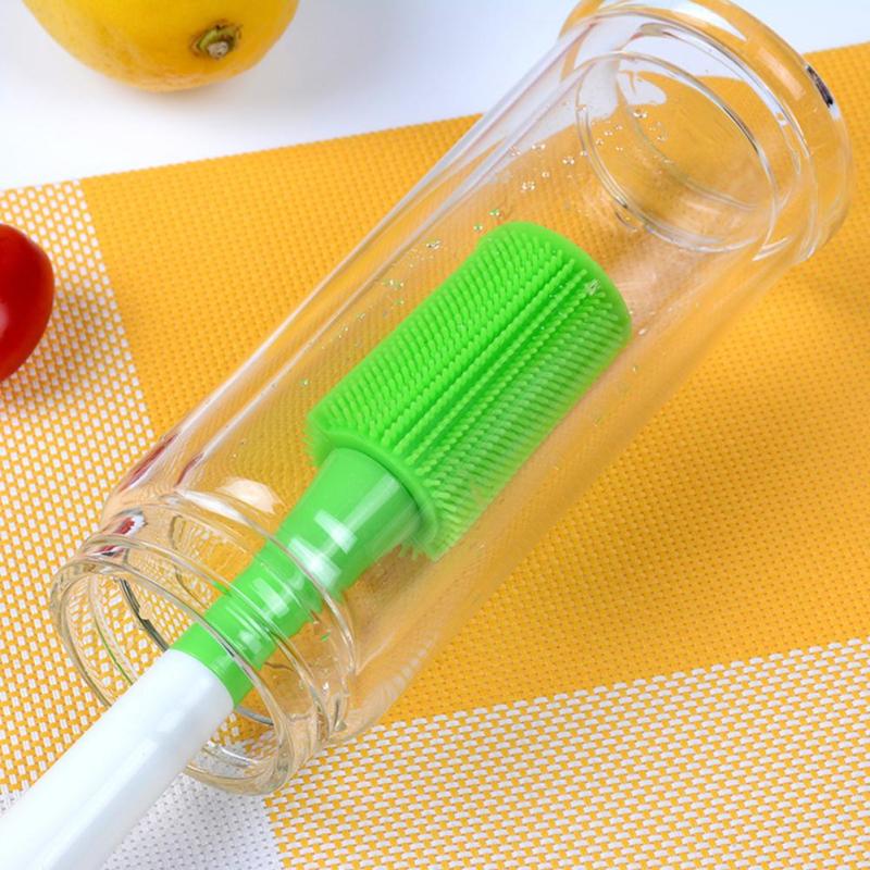 de limpiador con rodillo de cristal para botellas de leche, 1 unidad de botella de cepillo de silicona con mango largo, aparatos de limpieza de cocina y hogar