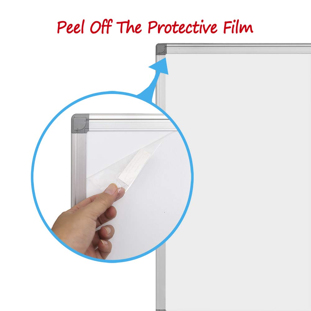 Magnetic Dry Erase Board, 60x60cm(24 X 24 Inches) Magnetic Whiteboard, Silver Aluminum Frame with Detachable Marker Tray