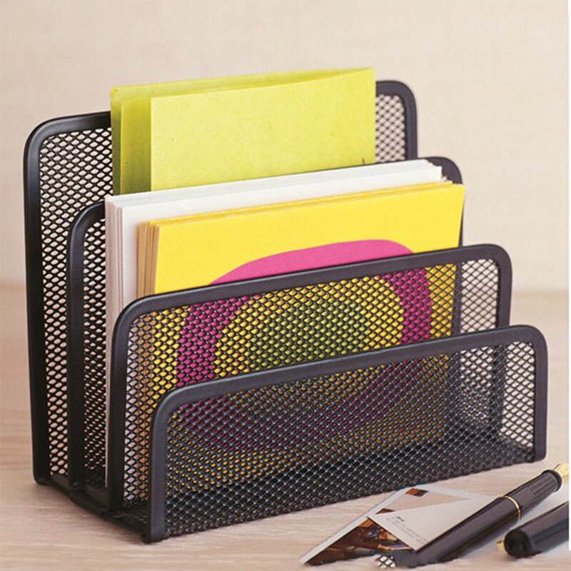 MyLifeUNIT Desk Mail Organizer 3 Compartment Mesh Letter Holder Office Desk File Organizer Desktop Paper Storage Rack