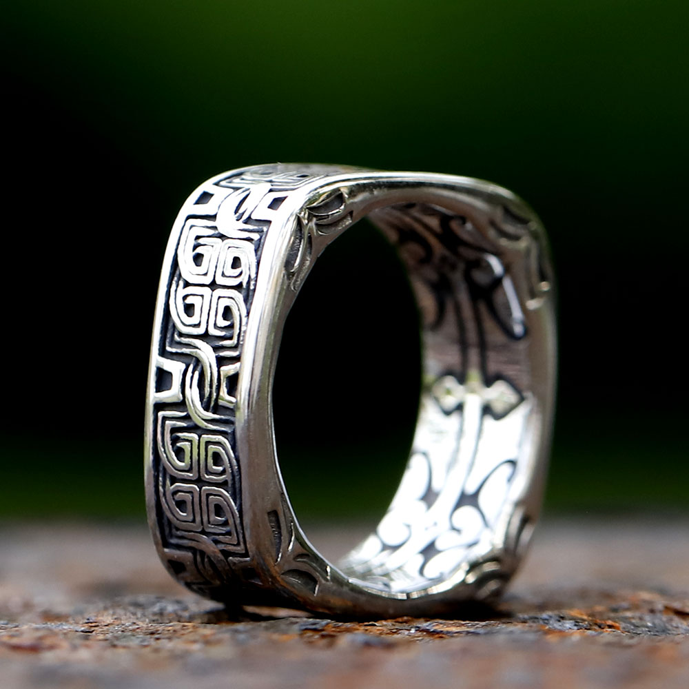 Anillo de nudo celta vikingo con forma cuadrada para hombre, especial de acero inoxidable, joyería Punk de Hip Hop, , novedad de 2023