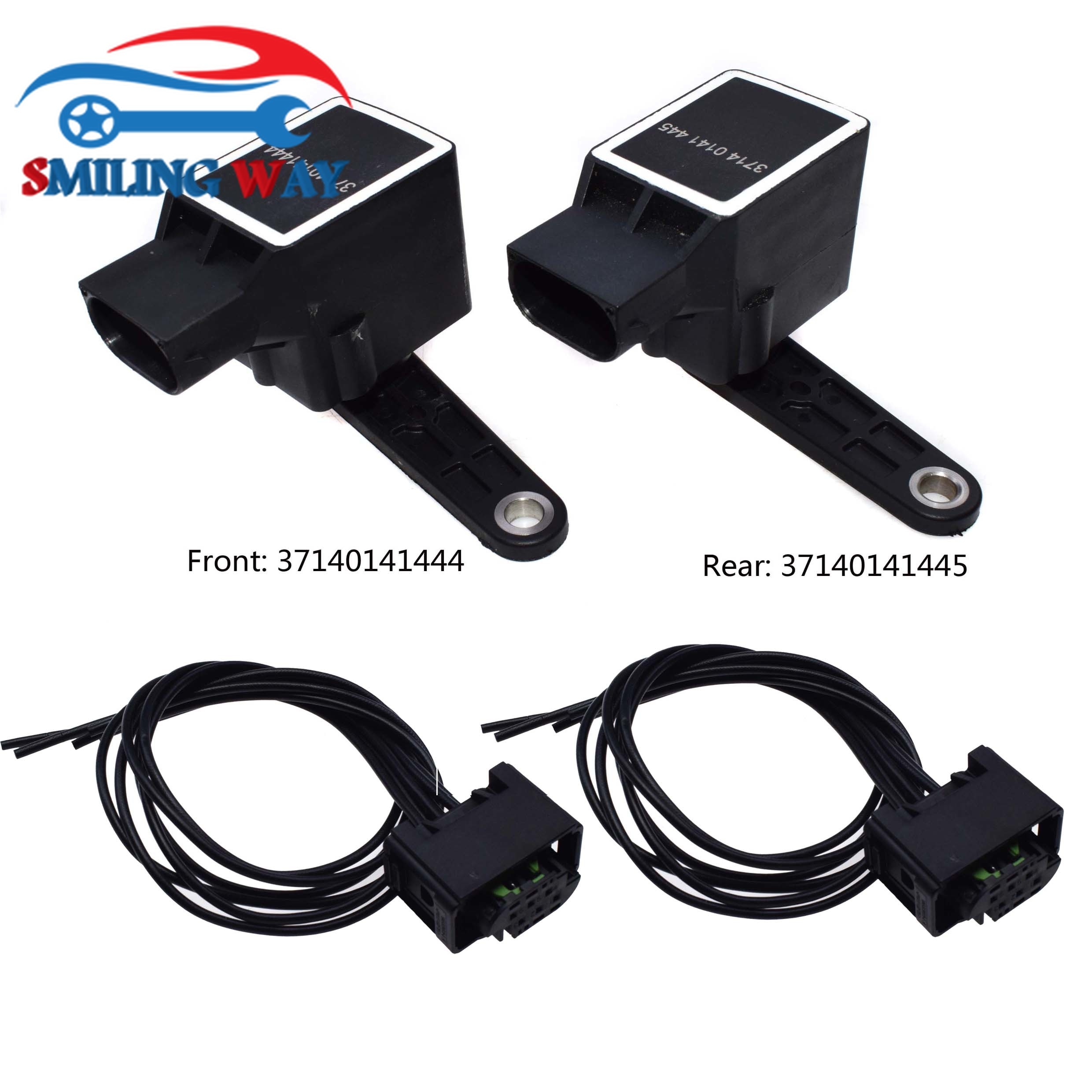 Koplamp Level Sensor Voor Achter 37140141444 37140141445 + Connector Plug Voor Bmw E81 E46 E90 E93 E92 E91 E38 x5 Z4 Z8