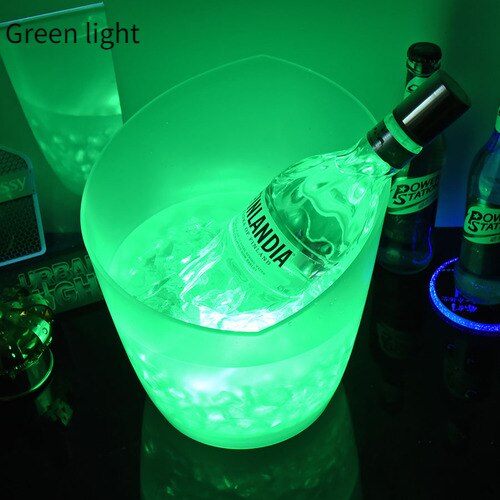 6L 7 Color Waterproof Plastic LED Ice Bucket Bar Nightclub Light Up Champagne Whiskey Beer Bucket Bars Night Party: Green light