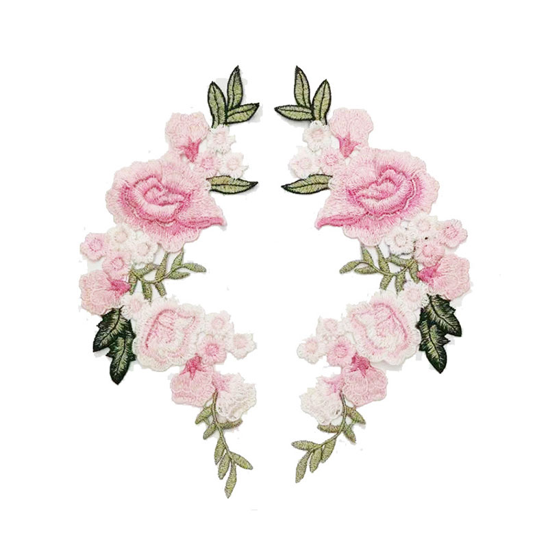 DIY Kleding Patch 1 PC/2 PCS Voor Jeans Badges Zak Naaien Borduren Ambachten Sticker Rose Bloem kleding Accessoires Applique: Light pink