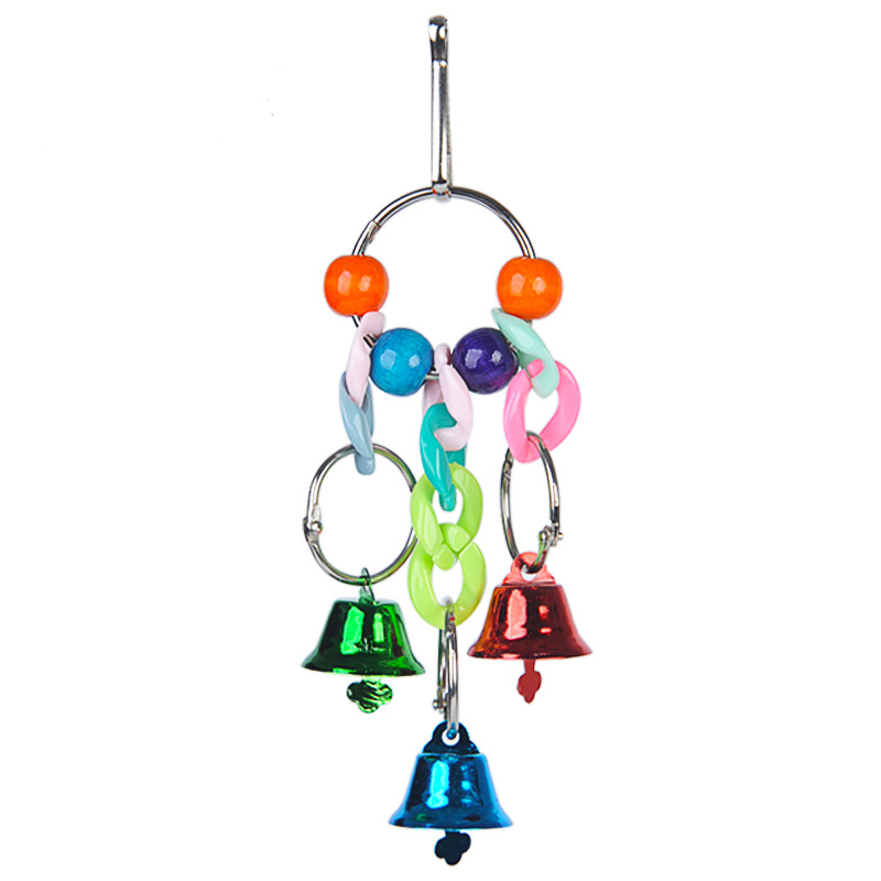 Horn Set Ring Bird Bell Toy Large Bird Toys For Parrots Suspension Macaw Parrot Toys For Birds Chewing Toy Bird Cages For Parrot: Lock the horn bells
