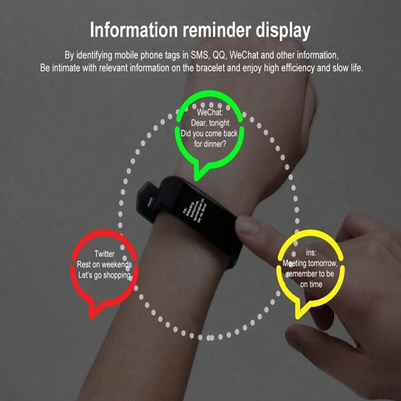 Heart Rate Fit Bit Smart Band Bracelet Watch 115 plus with Step Calories Mileage Blood Pressure Sleep Monitoring