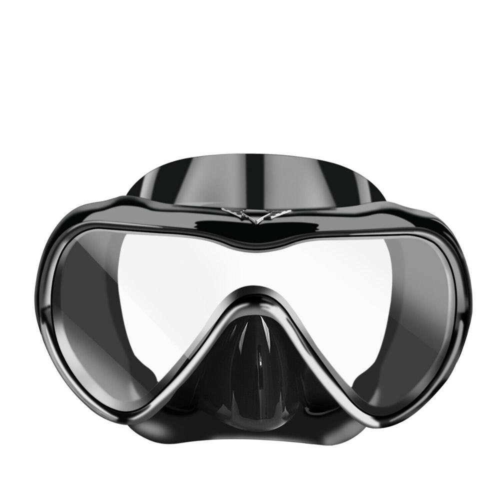 Onderwater Duiken Masker Anti Fog Snorkel Gehard Glas Zwembril Bril Volwassenen Professionele Duiken Half Gezicht Maskers: black