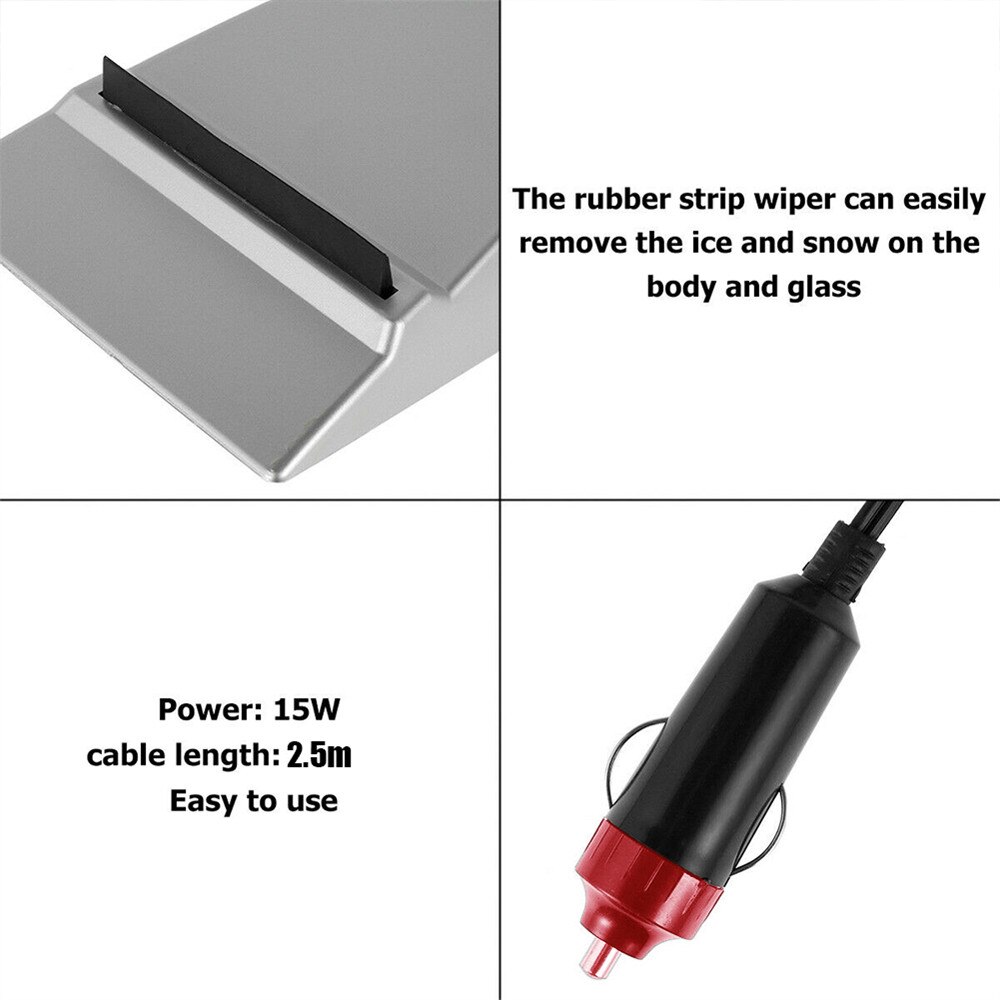 12V Heatable Dual-purpose Snow Shovel 15W 2.5m Electric Heated Car Ice Scraper Car Windscreen Frost-Window Winter Snow Remover