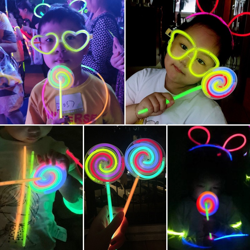 Lollipop-barra luminosa fluorescente para niños y adultos, palitos de luz para carnaval, Rave, baile, suministros de boda, navidad
