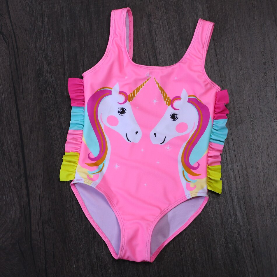 Maillot de Bain Une Pièce Licorne pour Filles Arc-en-Ciel Enfants