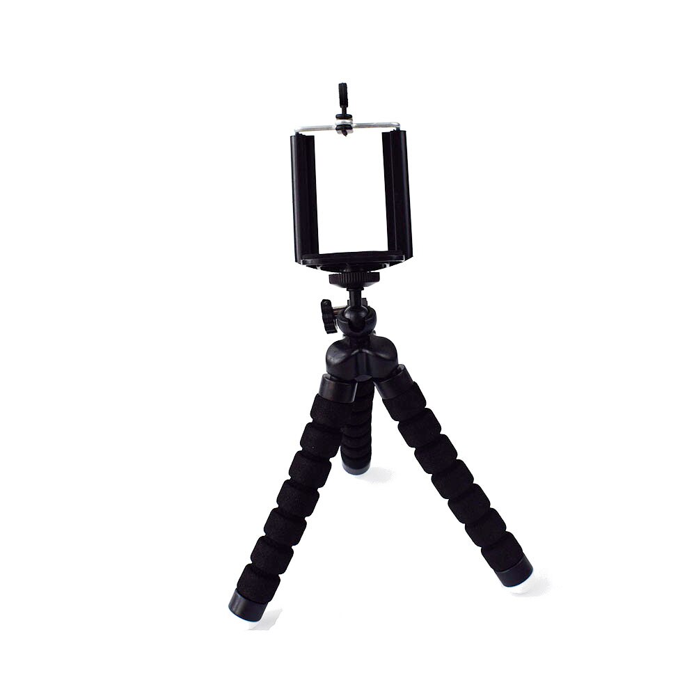 Trípode de teléfono móvil para iPhone 8/7/6 Plus, soporte de montaje de cámara con adaptador de obturador remoto Bluetooth, abrazadera de palo de Selfie: Black