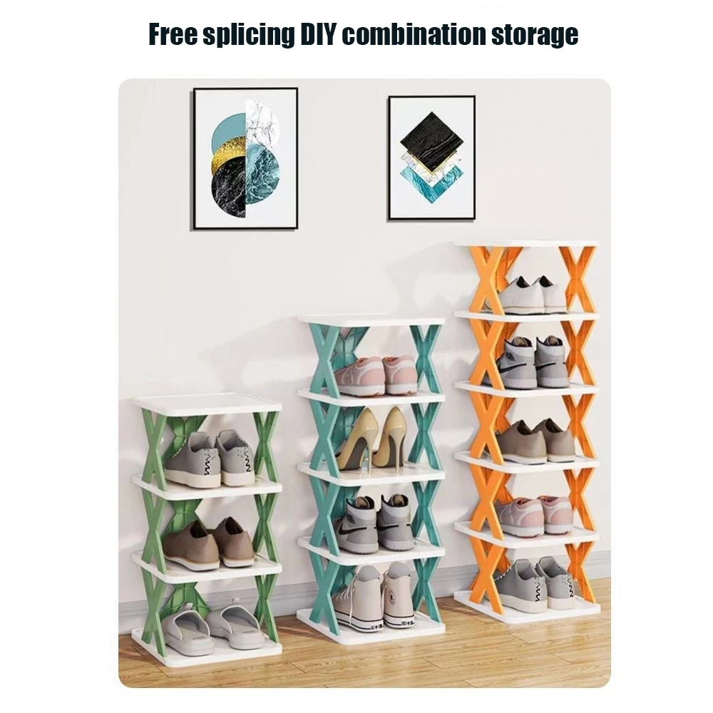 Estantes para zapatos, organizador de almacenamiento, estantes para zapatos desmontables, ahorra familia, estante para el hogar, estante para zapatos Simple multicapa, gabinete de Color