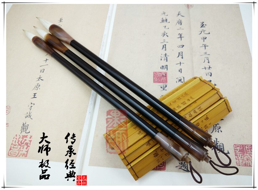 3pcs Chinese calligraphy pen set resin barrel multiple hairs brush pen Chinese ink traditional Chinese painting calligraphy pen