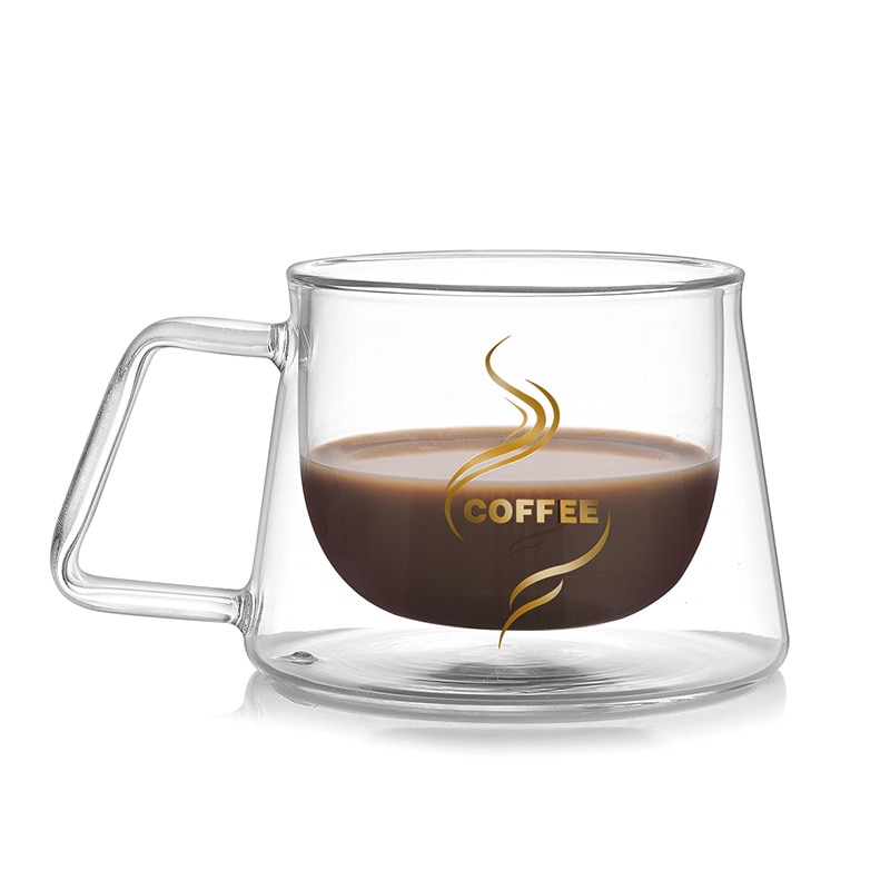 Mok met dubbele wand, koffiemok, warmte-isolatie, kantoormokken, dubbele koffiebeker, drinkgerei, melk 200ml