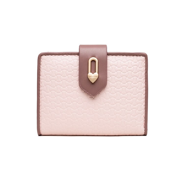 Short Wallet Women Zipper Hasp Panelled Small Purse High Capacity Coin Purse Card Holder: Pink