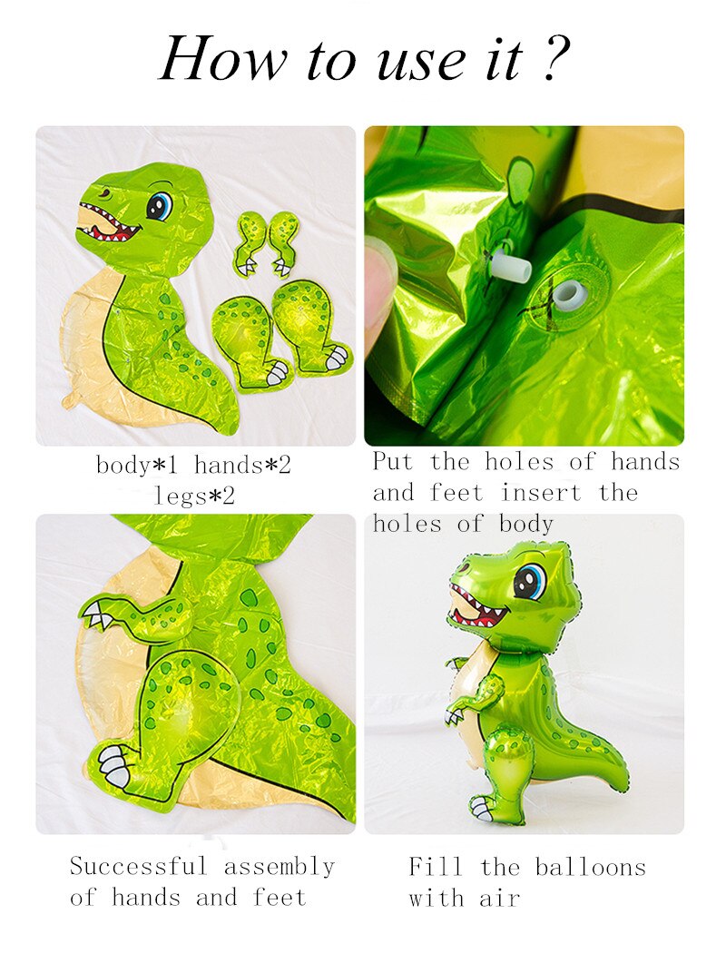 1pc Large 4D Walking Dinosaur Foil Balloons Boys Animal Balloons Children Dinosaur Birthday Party Jurassic World Decor Balloon