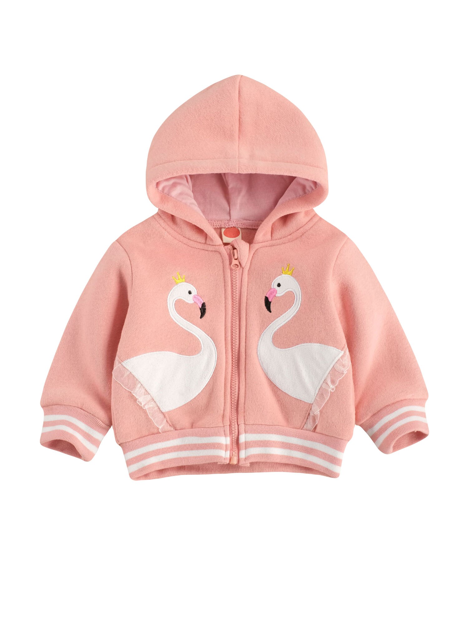 Boys and Girls Solid Color Jacket, Round Collar Long Sleeve Coat, Autumn Swan Printing Hoodie