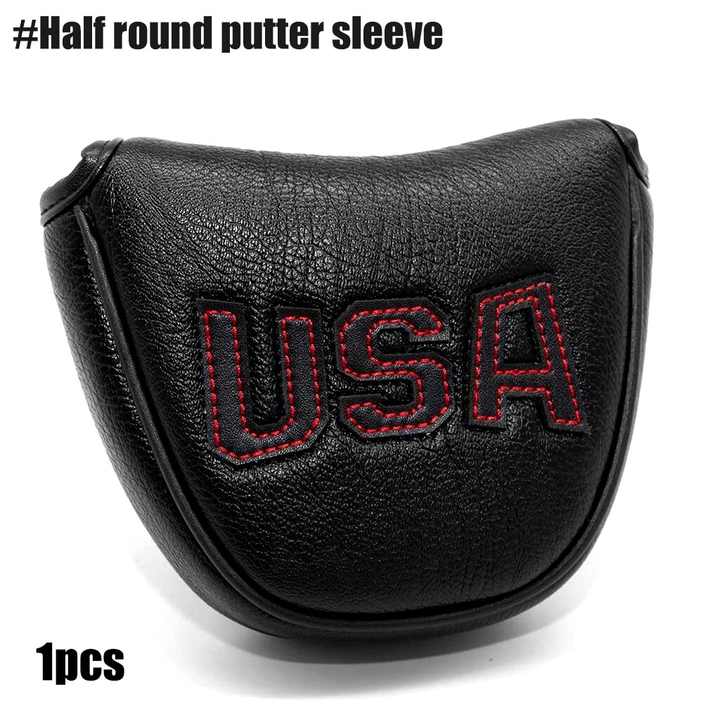 Golf Fahrer Kopf Abdeckungen, Golf Fairway Headcover Abdeckung, golf Holz Headcovers USA Rettungs Schwarz Kühl Dicke Leder Gut-Made: Red line -Half Round