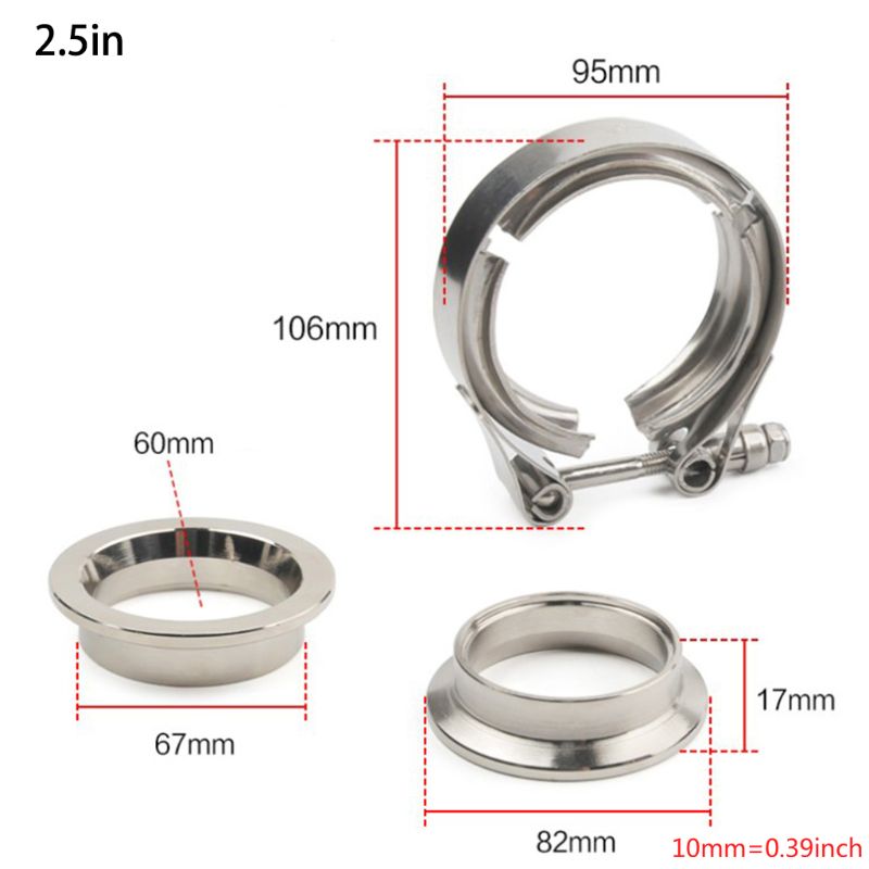 Quick Quick Release V-band Exhaust Clamp Male Female Flanges Kit Stainless Steel Universal V band Clamp 1.5 2" 2.5" 3.25" 3.5"