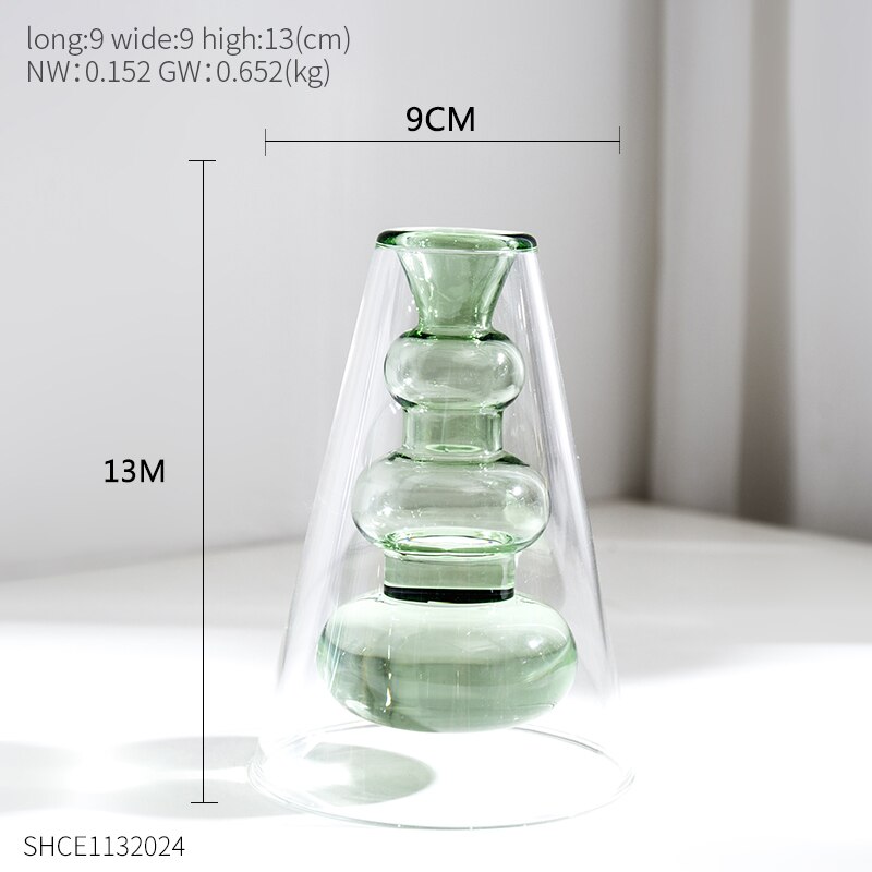 Nordisk stil färgglada glas transparent vas blomsterarrangemang hydroponisk vattenbruk flaska hem vardagsrum bord dekoration: Shce 1132024