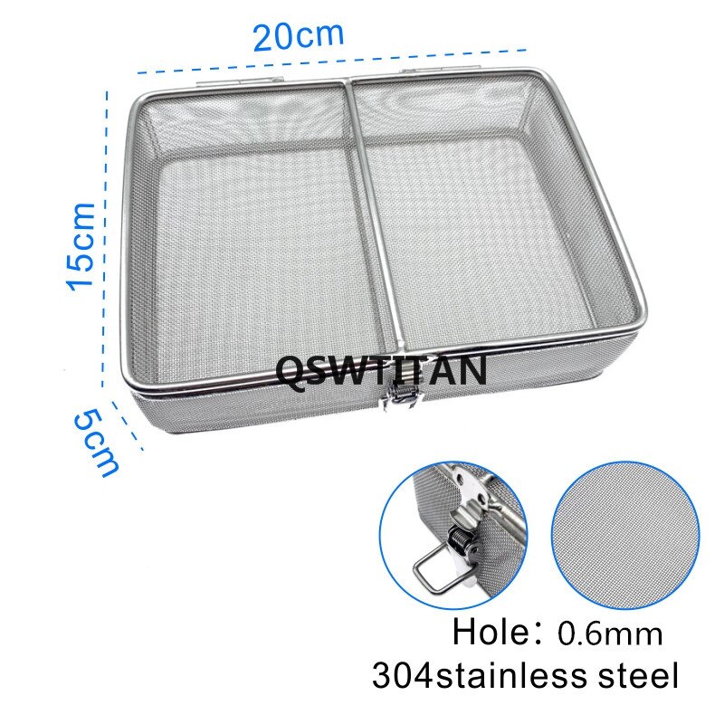 Sterilisatie Mand Met Deksel 304 Rvs Sterilisatie Desinfectie Netto Mand Chirurgisch Instrument Autoclaaf: C- L20cm W15cm H5cm