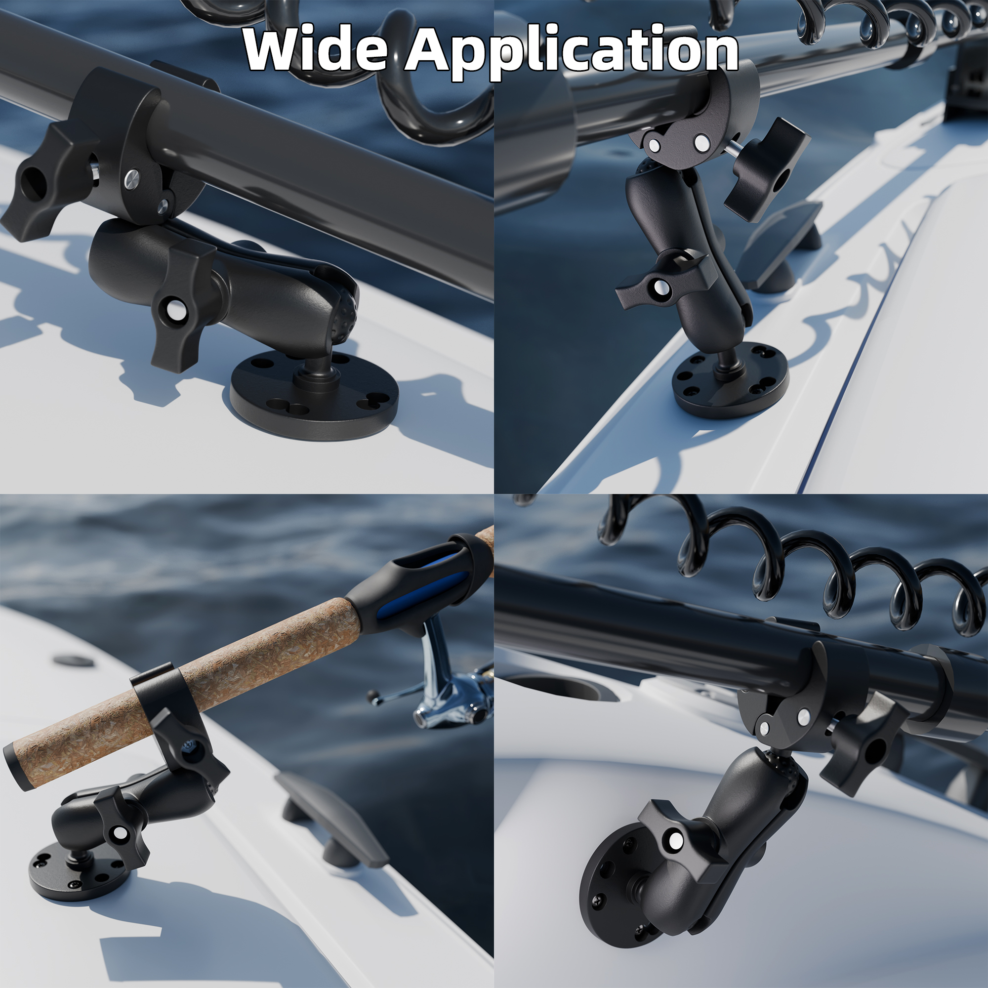 Trolling Motor Support Stabilizer Mount Tough Claw Aluminum Alloy 1" Ball Heavy Duty Trolling Motor Stabilizer Mount Clamp