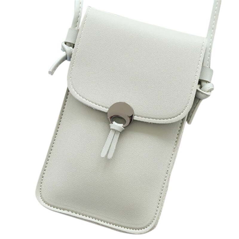 Effen Kleur Dames Touch Screen Mobiele Telefoon Tas Schouder Messenger Bag Mode Alle-Wedstrijd Schattige Kleine Tassen: Light Grey