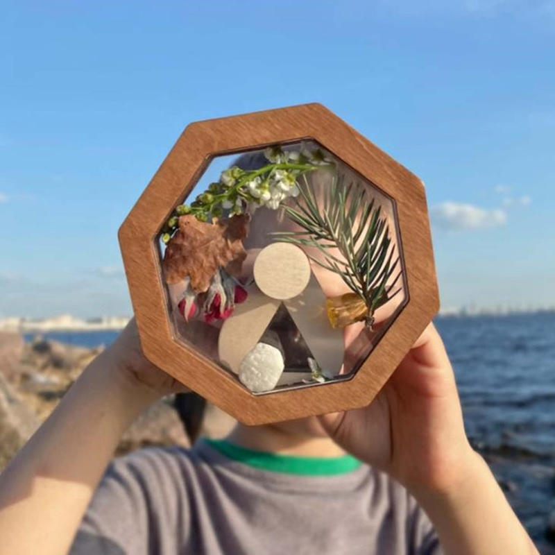 DIY Rotate Kaleidoscope Kit Set Wooden Puzzle Toys for Chindren Biological Research Outdoor Interactive Game Educational Toys
