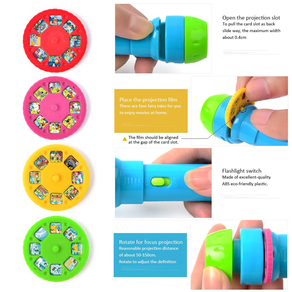 Baby Schlafen Geschichte Taschenlampe Projektor Lampe Spielzeug Vier kinder Geschichten Licht-up Spielzeug Für Kinder Pädagogisches Schlaf Spielzeug