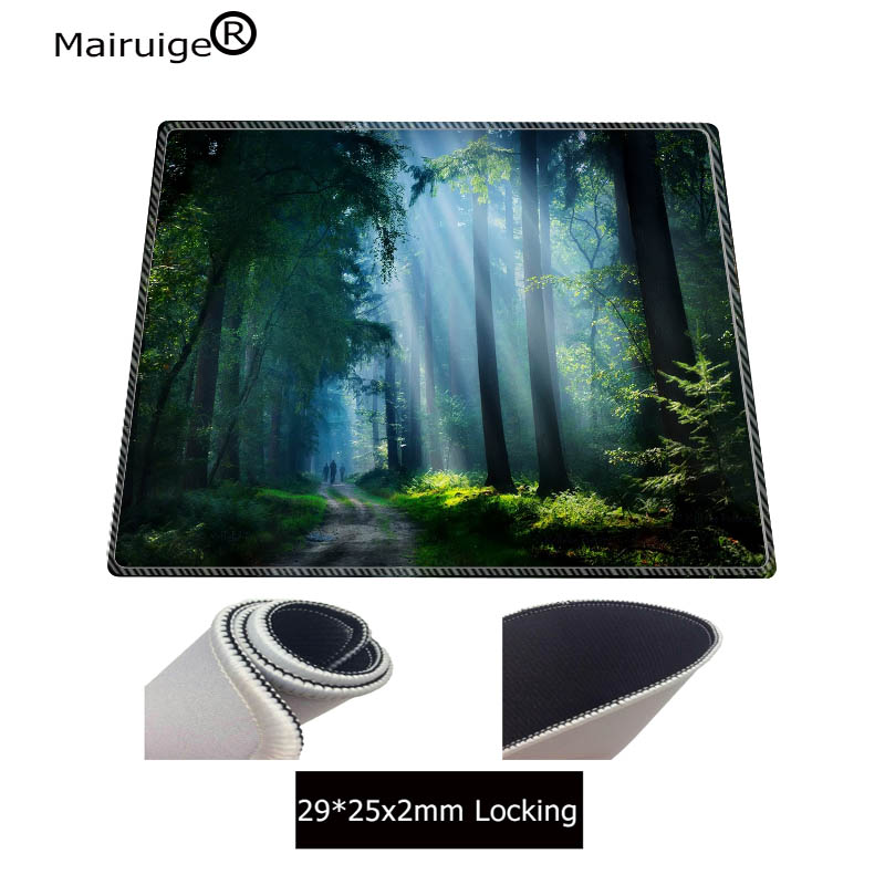 Mairuige Nature Blue Forest Snow Large Mouse Pad Gaming Mousepad Anti-slip Natural Rubber Gaming Mouse Mat with Locking Edge: 250X290X2MM