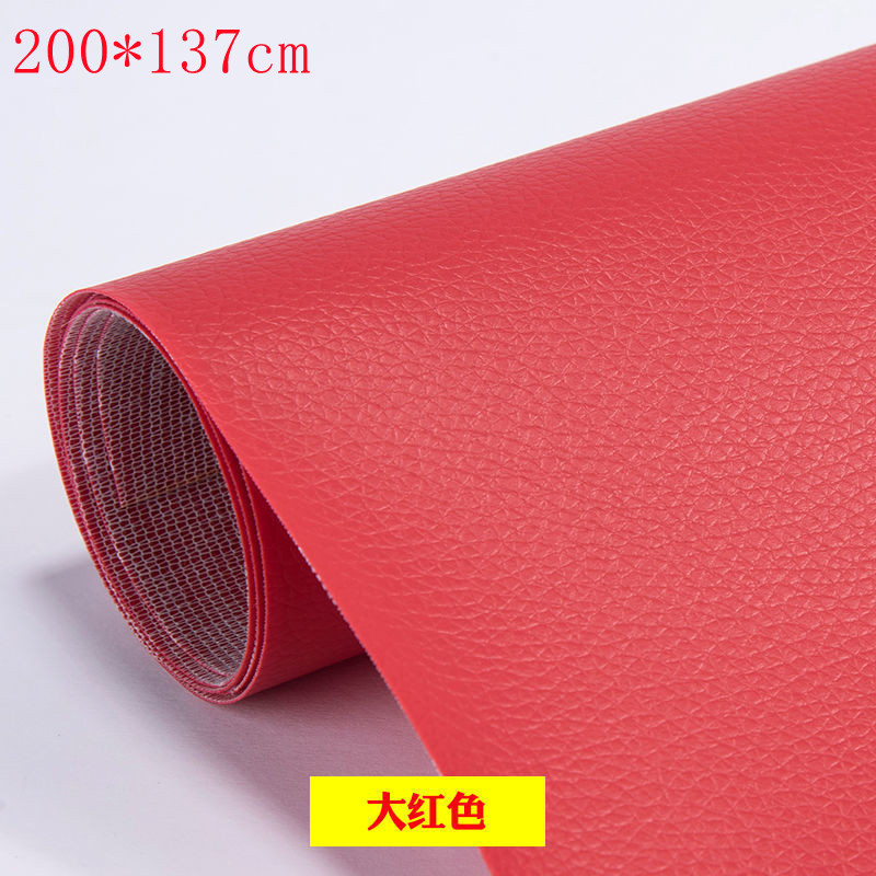 137x200cm tela de couro do plutônio auto adesivo fix subsídios simulação pele volta desde o sofá pegajoso tecidos remendos adesivos: 200x137 red