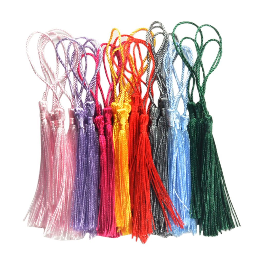 30Pcs Silky Handmade Soft Craft Mini Tassels with Loops for Bookmarks Jewelry Making, Decoration DIY Projects (Mixed)
