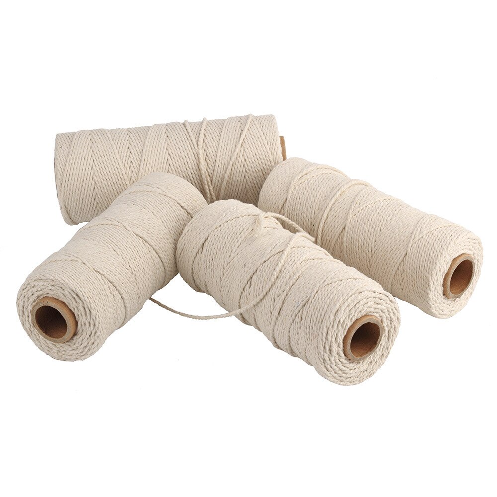 1/ 2 / 3mm*200m ren bomull snodd rep hantverk macrame hantverkssnöre beige bomull linne rep hemtextilier lädersömnad