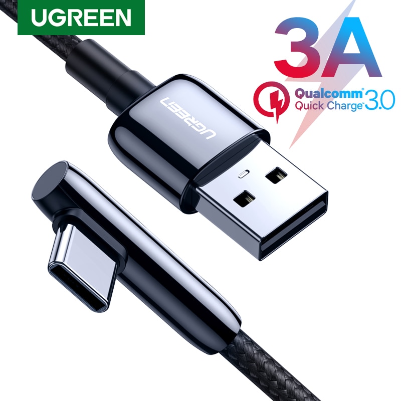 Ugreen USB C Cable 90 Degree USB Type C to USB A Fast Charger Data Cable for Samsung S9 S8 Note 9 Mobile Phone Charging USB Cord