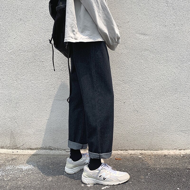 Singleroad heren jeans oversized wijde pijpen casual broek japanse streetwear heren denim broeken kleding jeans voor heren