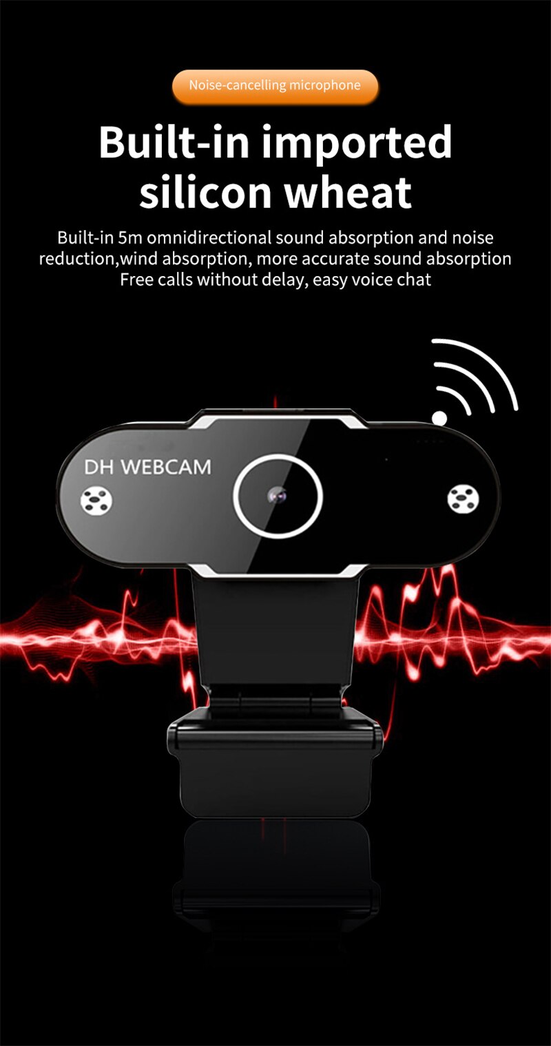 Full HD 1080P 2K Webcam USB avec micro Mini caméra d'ordinateur Flexible rotatif pour ordinateurs portables Webcam de bureau caméra éducation en ligne