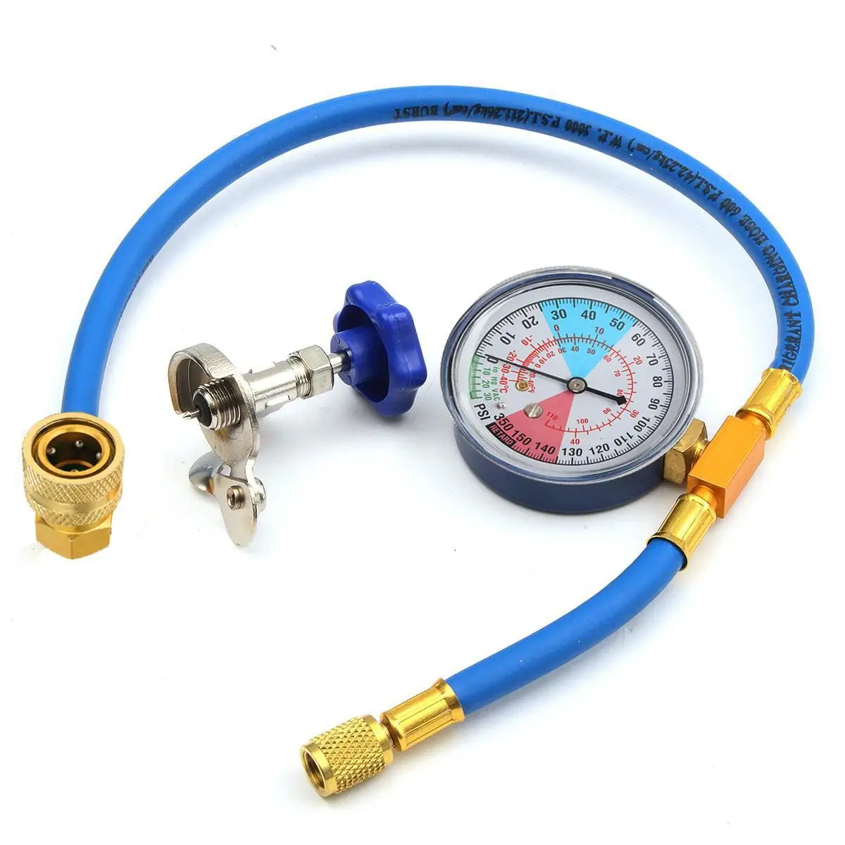 Tuyau de mesure de Recharge de réfrigérant R134A pour climatisation de voiture, avec manomètre, Kit de mesure, outil de réparation: Rouge