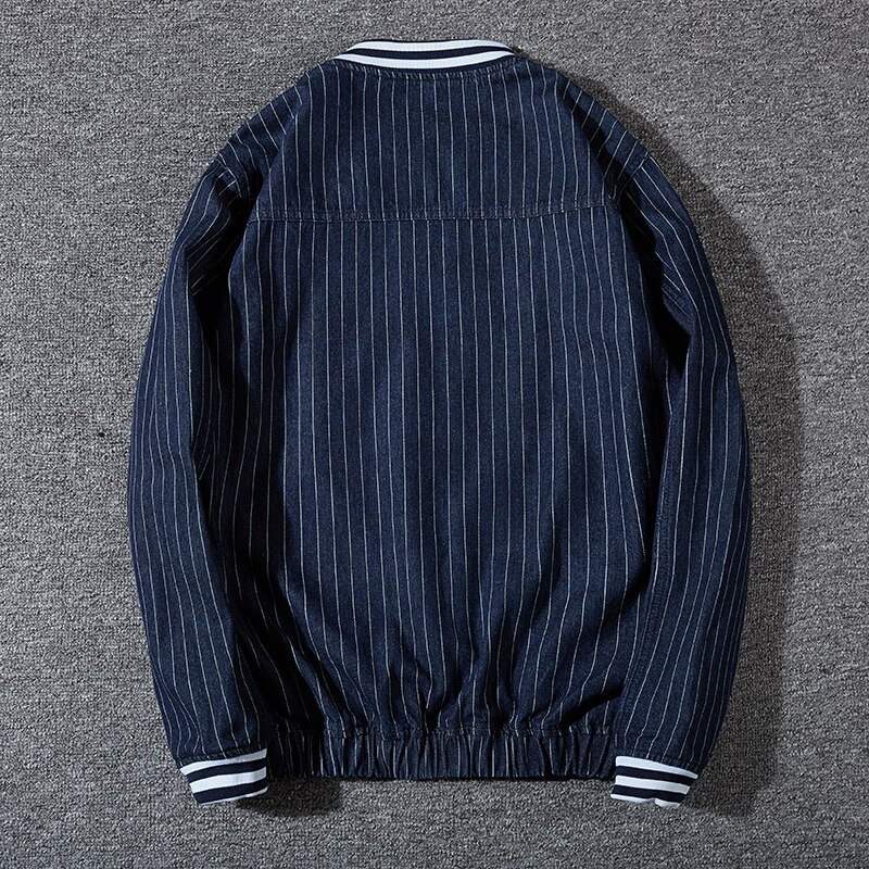 Oversize 8XL 7XL Jacket Coat Men's Stylish Loose Korean-Style Striped Jacket Men's Autumn and Winter Casual Outerwear