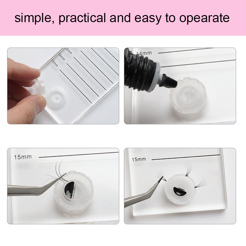 Clear Crystal Eyelash Extension Scale Board Mark Pad 2 In 1 Acrylic Graft Lash Pallet Plate With Glue Holder Cup Accessories