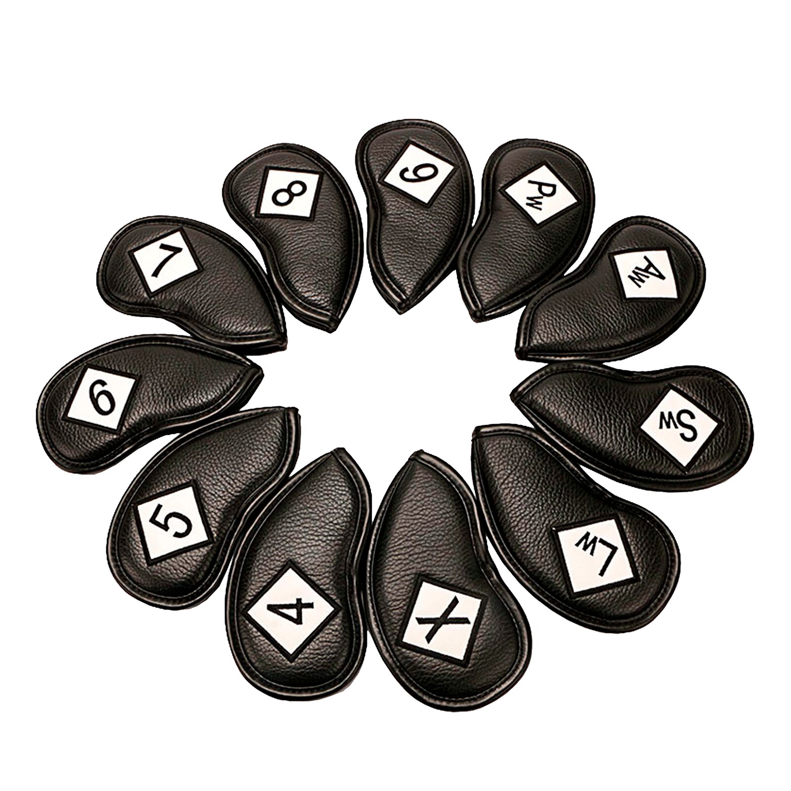 11Pack Golf Ijzer Headcover Set Genummerd Wiggen Club Head Cover Guard Case: Black White