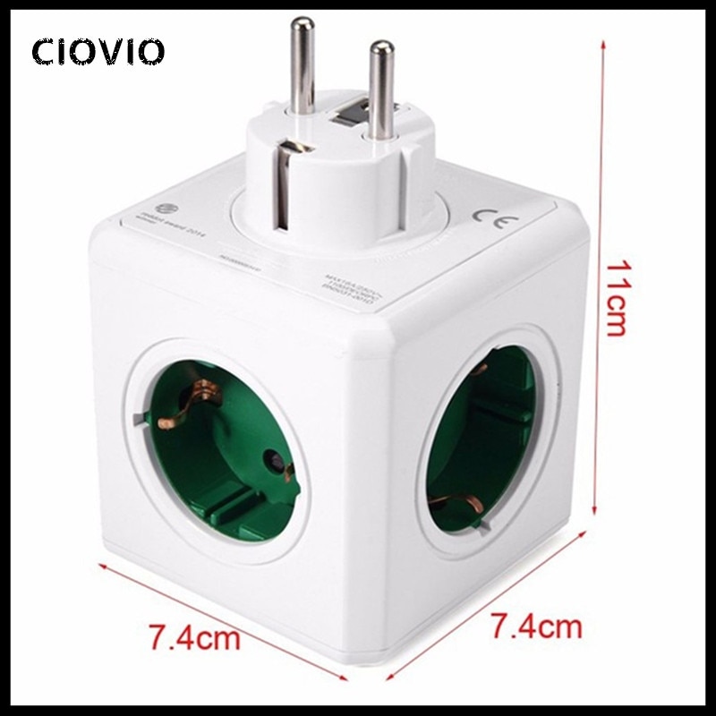 Slimme thuis stopcontact kubus eu-stopcontacten zonder usb groene stekkerdoosadapter stopcontacten met meerdere schakelaars