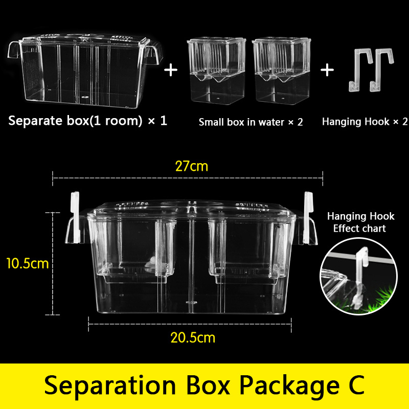 External Breeding Isolation Box Acrylic Aquarium desktop Breeding Box Double Layers Multifunction Removed Mother fish GuppyBetta: Separation box B