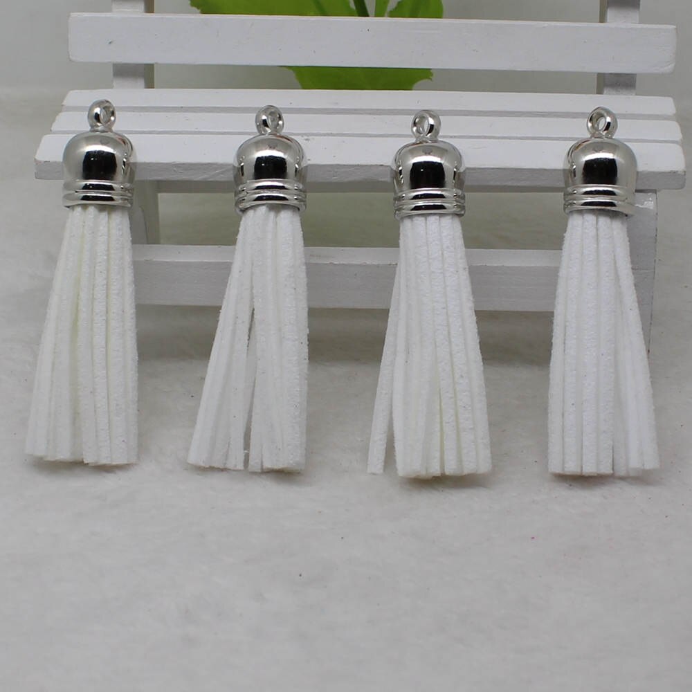 58 mm kwastjes van suèdemix voor sleutelhangers, sieraden, mobiele telefoonbandjes, , 50 unids leren kwastjes, doe-het-zelf accessoire: 8