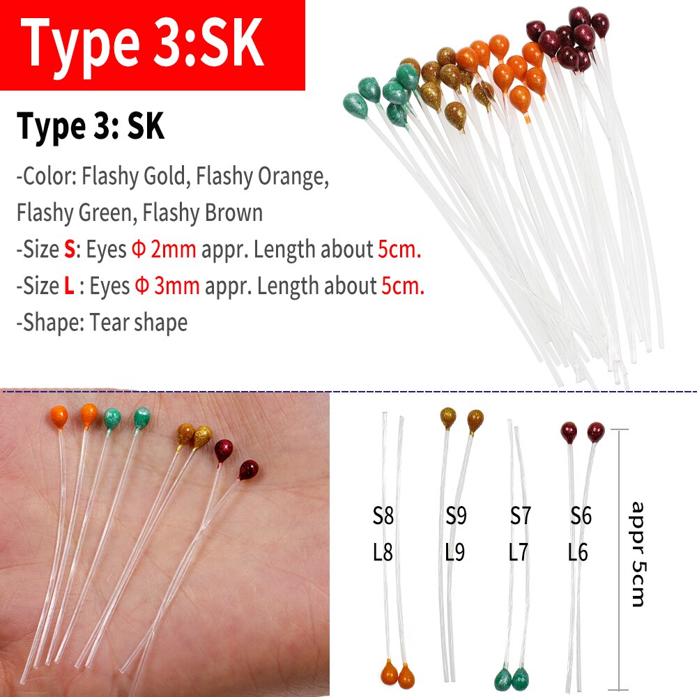 WIFREO 20pcs Crab And Shrimp Eyes Fly Tying Materials 2&3mm Lure Eyes for Saltwater & Pike Flies Fishing Eye