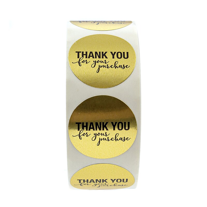 500 Stickers 2.5cm Small Gold Foil Thank You Stickers Heart Shape Adhesive Business Labels Decorative Sealing Labels